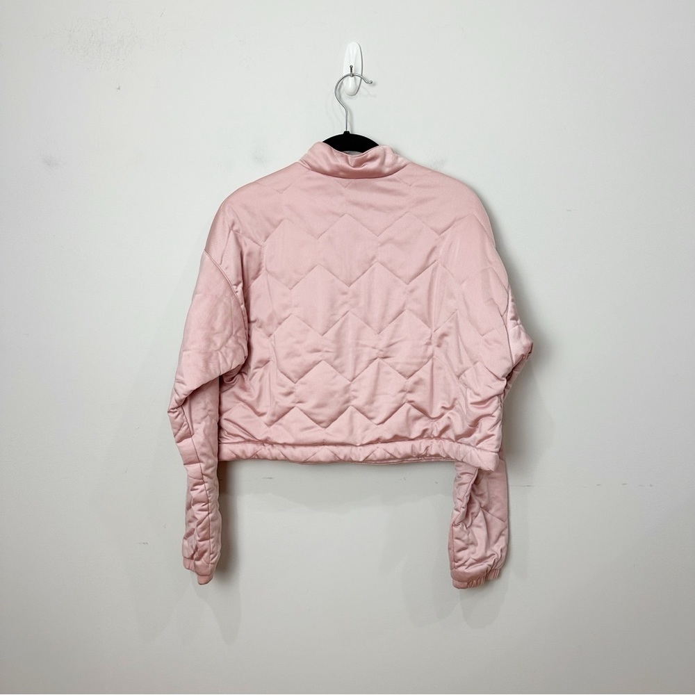 Adidas Quilted Half Zip Pink Cropped Jacket - Picture 4 of 8